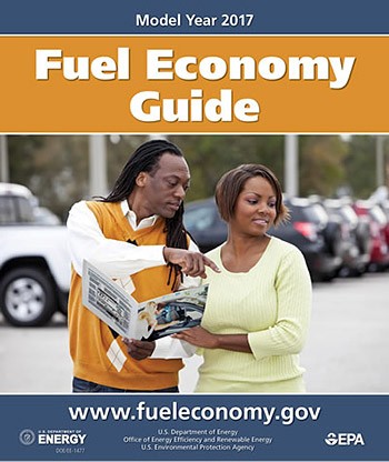 A photo of the printed cover of the 2017 Fuel Economy Guide.