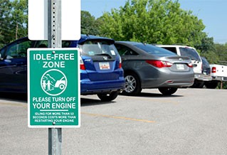 Photo of an idle-reduction sign