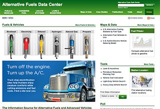 Screenshot of the Alternative Fuels Data Center