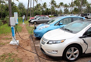 Photo of plug-in electric vehicles charging