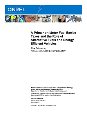 A picture of the cover of the NREL technical report, A Primer on Motor Fuel Excise Taxes and the Role of Alternative Fuels and Energy Efficient Vehicles.