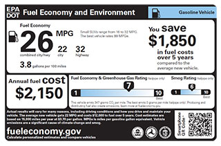 icon of a fuel economy and environment label